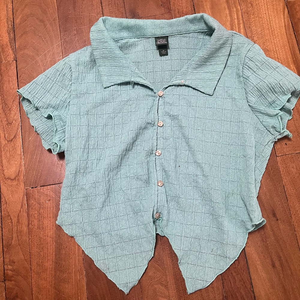 Aquamarine Button-Up Top